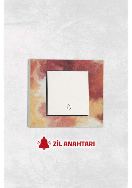 Markcat Grano Uv Baskılı Beyaz Tekli Dekoratif Zil Anahtarı + Çerçeve Set