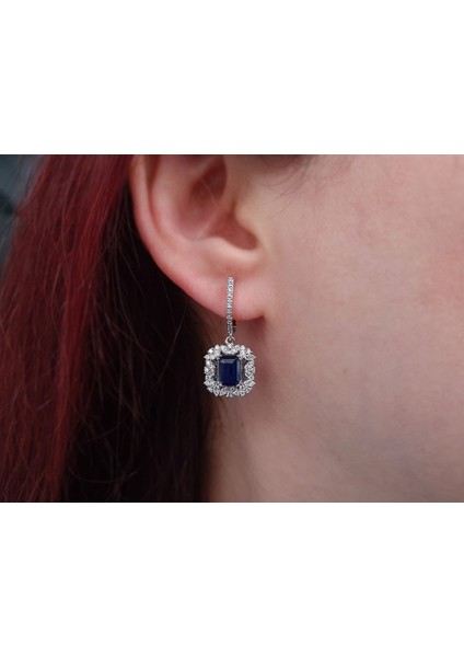 Pırlanta ve Oktagon Kesim Safir Taşlı Küpe 0423E0058 fiyatları