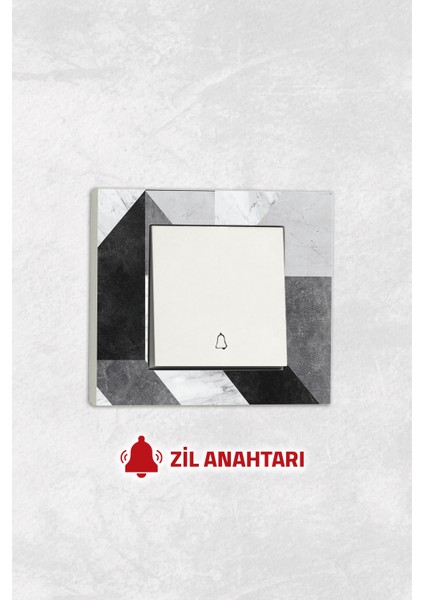 Markcat Grano Uv Baskılı Beyaz Tekli Dekoratif Zil Anahtarı + Çerçeve Set