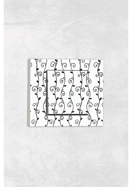 Markcat Grano Uv Baskılı Sarmaşık Desen Beyaz Tekli Anahtar Priz + Çerçeve Set