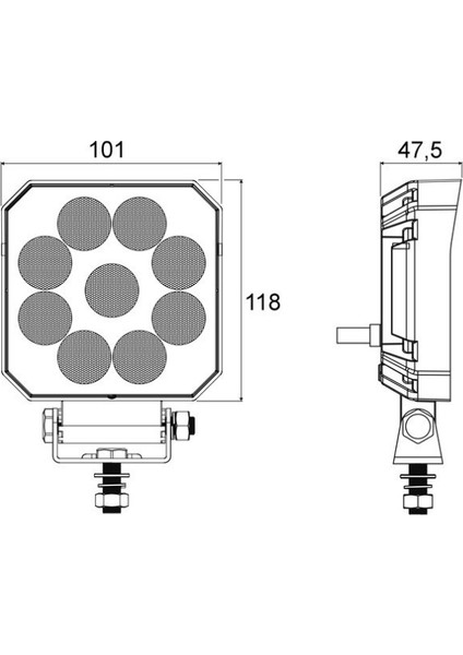 16W Kare 9 Ledli Kombo Sis Farı Off Road Çalışma Tekne Lambası CHM02