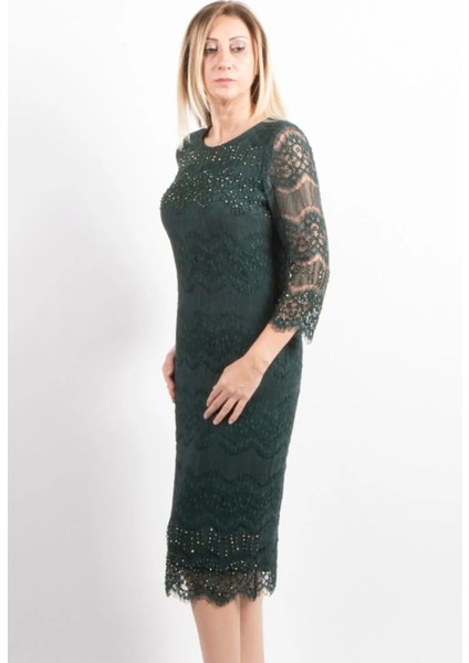 Kadın Büyük Beden Taş Işlemeli Dantel Abiye Elbise 2280 Yeşil fiyatları