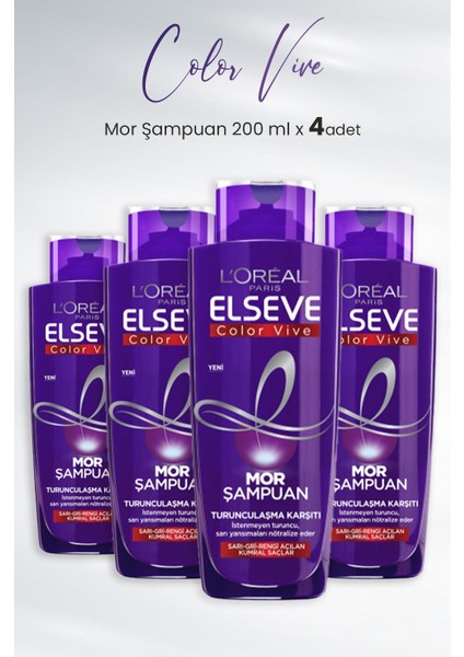 Color Vive Mor Şampuan Turunculaşma Karşıtı 200 ml x 4 Adet