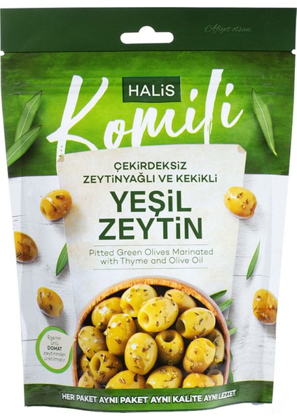 Halis Komili Ç.deksiz Zeytinyağlı Kekikli Yeşil Zeytin 170G