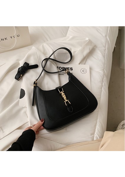 Moda Çanta Koltuk Altı Çantası Yeni Düz Renk Basit Kadın Çantası Bir Omuz Taşınabilir Messenger Küçük Çanta (Yurt Dışından)