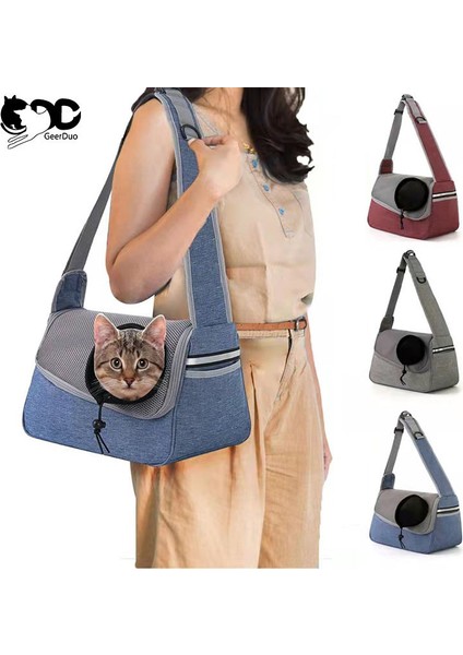 Geerduo Açık Yansıtıcı El Serbest Ayarlanabilir Nefes Göğüs Pet Seyahat Güvenli Crossbody Taşıma Çantası Köpek Sling Taşıyıcı (Yurt Dışından)