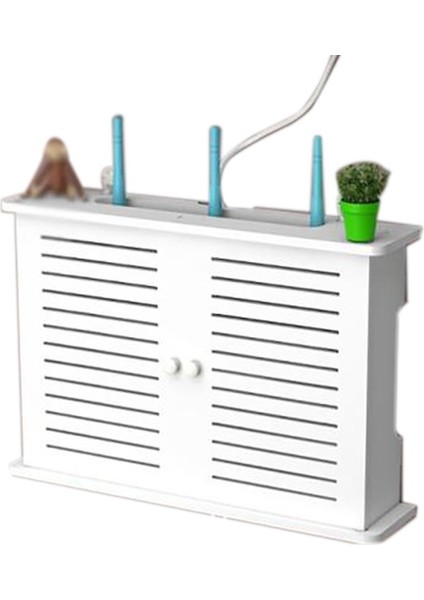 Kablosuz Wifi Yönlendirici Saklama Kutuları Ahşap Kutu Kablo Güç Artı Tel Braket Duvar Asılı Fiş Kurulu Depolama Rafı S (Yurt Dışından)