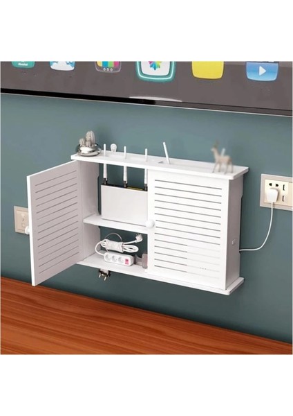 Kablosuz Wifi Yönlendirici Saklama Kutuları Ahşap Kutu Kablo Güç Artı Tel Braket Duvar Asılı Fiş Kurulu Depolama Rafı S (Yurt Dışından) fırsatları