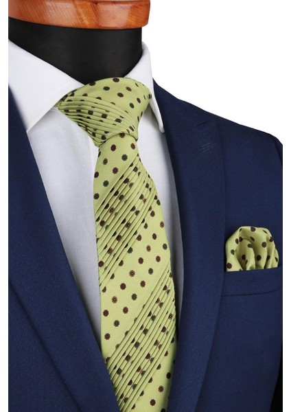 Yeşil Motif Desen Piliseli Kravat CRK30