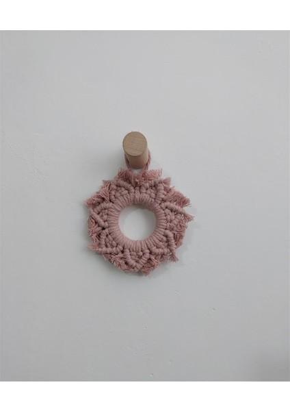 Makrome Kartanesi Duvar Süsü-Pembe