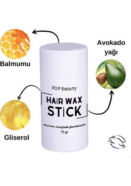 Pop Beauty Saç Şekillendirici Stick Wax, Hair Wax Stick, 75GR