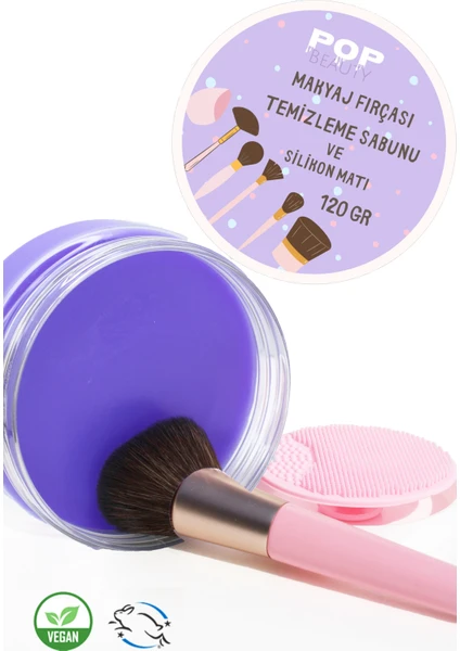 Pop Beauty Makyaj Fırçasını ve Süngerini Temizleme Sabunu ve Silikon Matı 120GR (Büyük Boy)