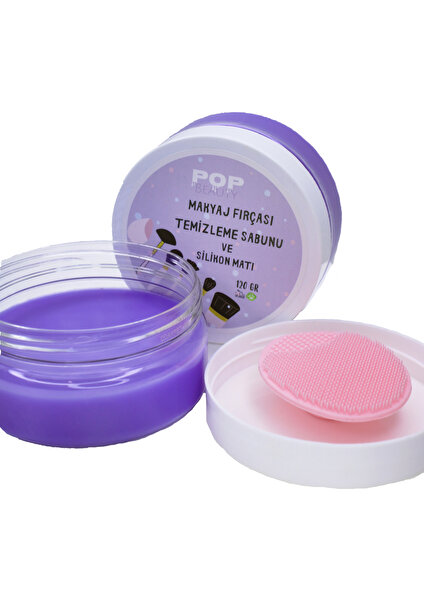 Pop Beauty Makyaj Fırçasını ve Süngerini Temizleme Sabunu ve Silikon Matı 120GR (Büyük Boy)