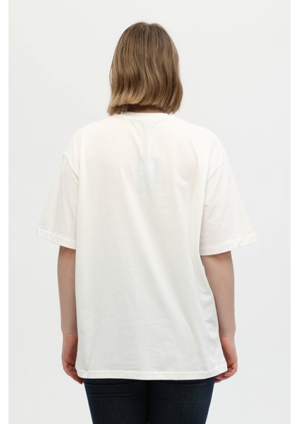 Unisex Kırmızı %100 Pamuk Baskılı Oversize Dik Yaka Örme T-Shirt