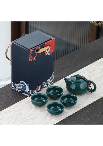 Çay Seti Seti Seyahat Hediye Kutusu ile Dört Bardak Bir Pot Taşınabilir Kullanışlı Hediye (Yurt Dışından)