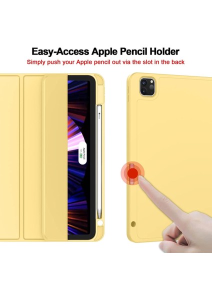 Apple iPad Pro 12.9 6. Nesil 2022 Kılıf Pen Charge Kalem Bölmeli A2436 A2437 A2764 A2766 modelleri