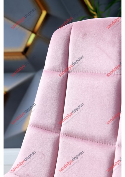 Lucia Gold Ayaklı Çalışma Koltuğu (Pembe Kumaş)