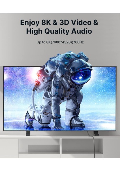 8k UHD Uzun HDMI Kablosu 48GBPS Yüksek Hızlı HDMI 2.1 Örgülü Oyuncu Kablo 4K 120Hz 144Hz 8k 60Hz Dinamik Hdr Dts:x 1080P 3D Bilgisayar UHD Tv Oyun Monitörü Ps5 Ps4 Uyumlu CV0011 7,5 METRE