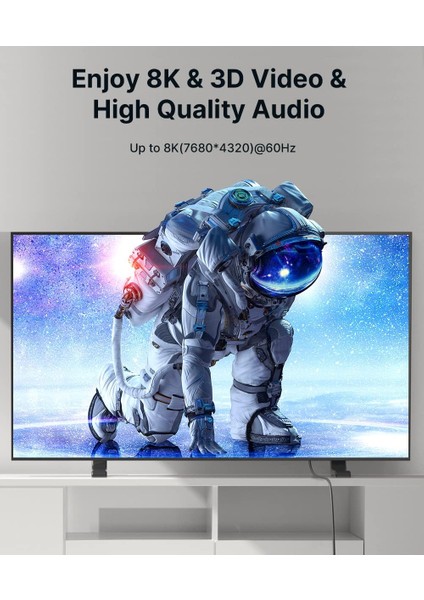 8k UHD Uzun HDMI Kablosu 48GBPS Yüksek Hızlı HDMI 2.1 Örgülü Oyuncu Kablo 4K 120Hz 144Hz 8k 60Hz Dinamik Hdr Dts:x 1080P 3D Earc Dizüstü Bilgisayar UHD Tv Oyun Monitörü Ps5 Ps4 Uyumlu CV0011