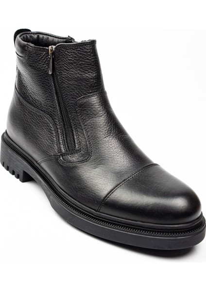 25992 Siyah Deri Içi Kürklü Erkek Bot