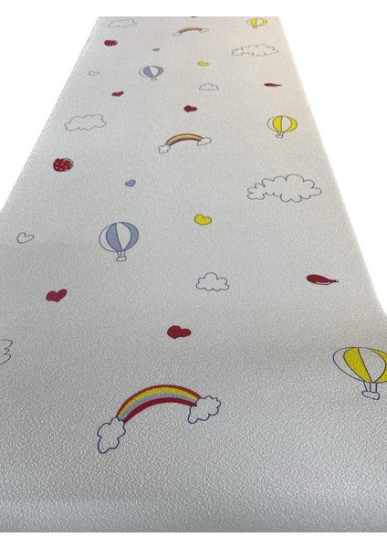 50X280 cm (1,4m2) Gökkuşağı Balon Desen Kendinden Yapışkanlı Dokulu Esnek Silinebilir Çocuk Odası Duvar Sticker Kağıdı