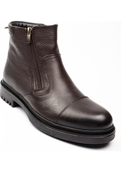 25992 Içi Kürklü Kahverengi Deri Erkek Bot