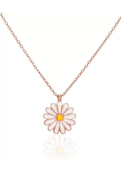 925 Ayar Gümüş Modern Papatya Kolye