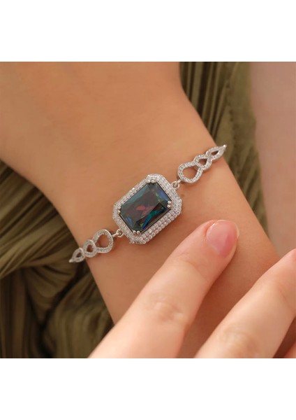 925 Ayar Gümüş Zirkon Taşlı Damla Motifli Gümüş Bileklik Silver fiyatları