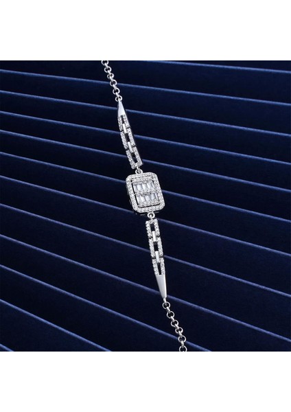 925 Ayar Gümüş Zirkon Taşı Süslemeli Baget Bileklik Silver modelleri