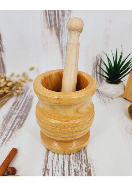 El Yapımı Ahşap Havan Sarımsak Döveceği Lüx 10'luk