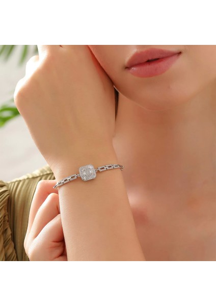 925 Ayar Gümüş Zirkon Taşlı Modern Bileklik Silver fiyatları