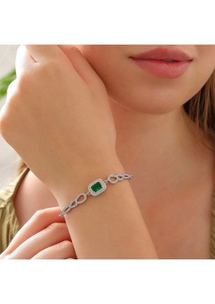 925 Ayar Gümüş Zirkon Taşlı Damla Motifli Bileklik Silver fiyatları
