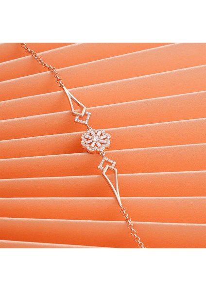 925 Ayar Gümüş Zirkon Taşlı Çiçek Bileklik Rose modelleri