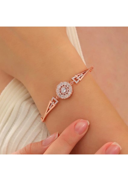 925 Ayar Zirkon Taşlı Zarif Gümüş Bileklik Rose fiyatları