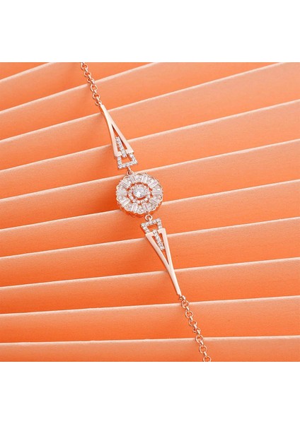 925 Ayar Zirkon Taşlı Zarif Gümüş Bileklik Rose modelleri