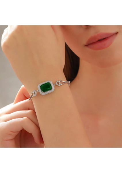 925 Ayar Gümüş Zirkon Taşlı Şık Bileklik Silver