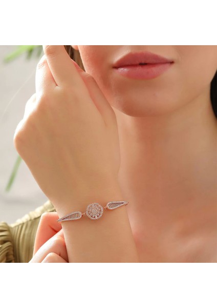 925 Ayar Zirkon Taşlı Şık Gümüş Bileklik Rose fiyatları