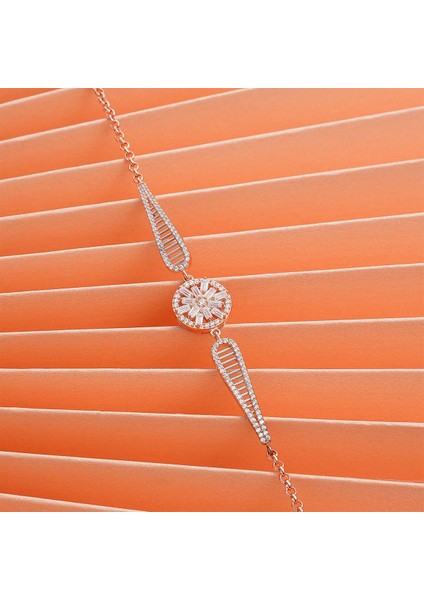 925 Ayar Zirkon Taşlı Şık Gümüş Bileklik Rose modelleri