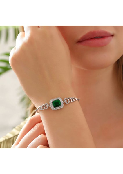 925 Ayar Gümüş Zirkon Taşlı Kalp Motifli Bileklik Silver fiyatları