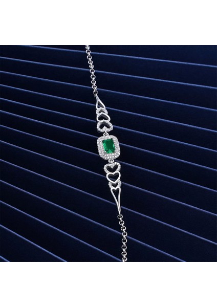 925 Ayar Gümüş Zirkon Taşlı Kalp Motifli Bileklik Silver modelleri