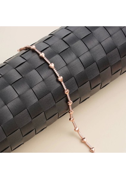 925 Ayar Gümüş Kalpli Suyolu Bileklik Rose modelleri