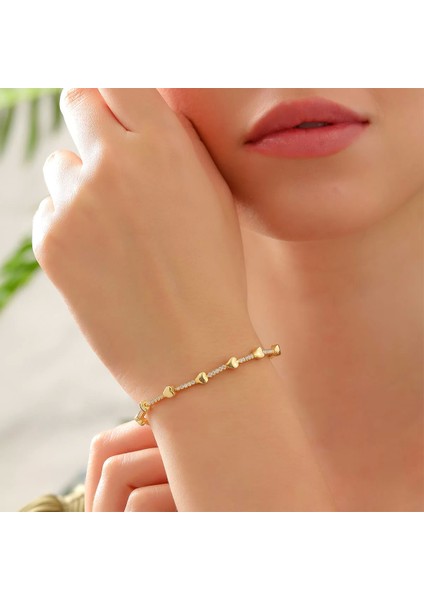 925 Ayar Gümüş Kalpli Suyolu Bileklik Altın Kaplama fiyatları