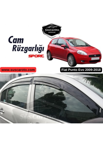Fiat Punto 2009-2018 Uyumlu Mugen Cam Rüzgarlığı Seti Piano Black 4'lü