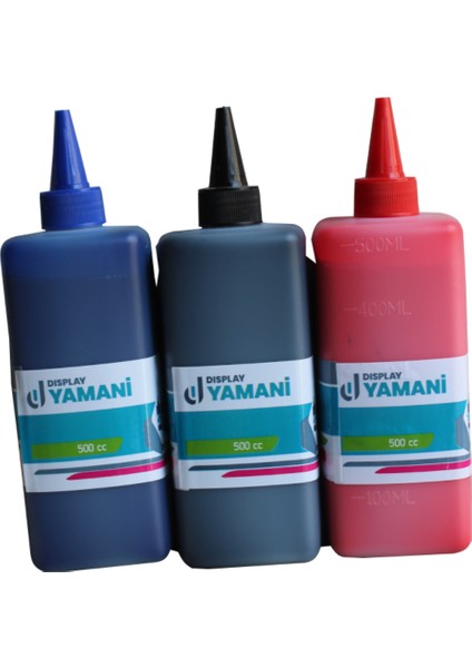 Yamani Display 3lü 500 cc Tahta Kalemi Mürekkebi ( Siyah-Kırmızı-Mavi )