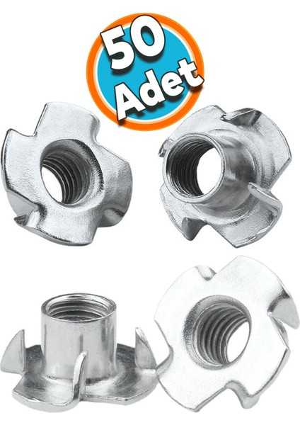 Çakma Ağaç Somunu M6 Çinko (50 Adet)