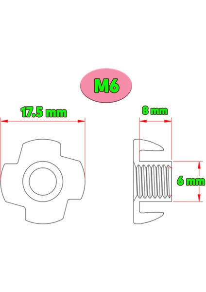 Çakma Ağaç Somunu M6 Çinko (50 Adet) fiyatları