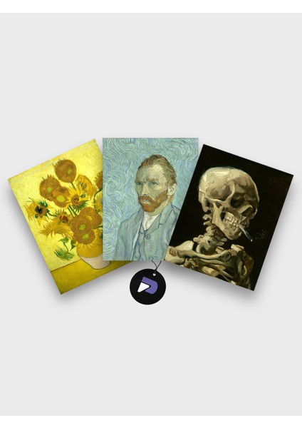 Van Gogh Poster Seti - 3 Adet Çerçevesiz Sanatsal Poster, Dikey Duvar Posteri Seti