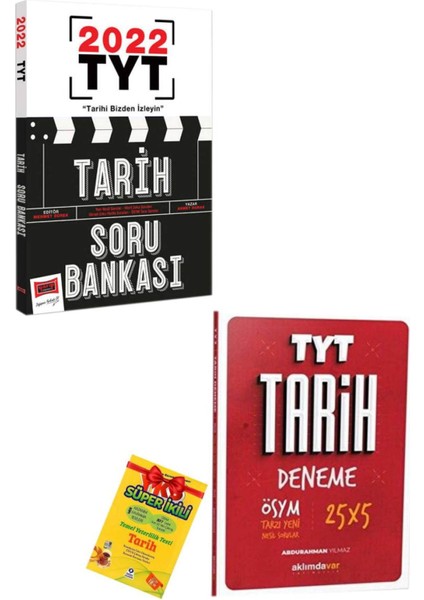 Yargı TYT Tarih Soru Bankası+Aklımdavar TYT Tarih Deneme+Tarih Süper Ikili