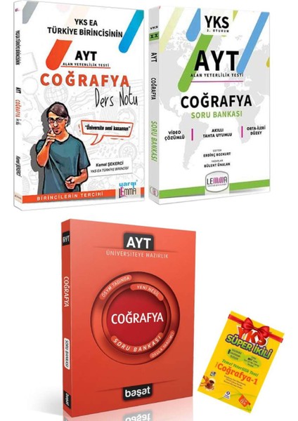 Lemma AYT Coğrafya Ders Notları+AYT Coğrafya Sb+Başat AYT Coğrafya Sb+Coğrafya Süper Ikili