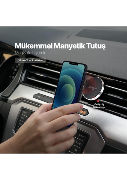 by ttec CH03 MagSafe Uyumlu Ayarlanabilir Başlıklı Araç İçi Telefon Tutucu